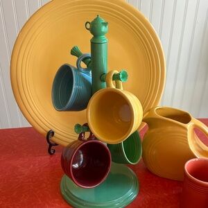 Retired Genuine Fiesta Ware Tea Cup Mug Tree Stand Sea Mist Green Homer Laughlin